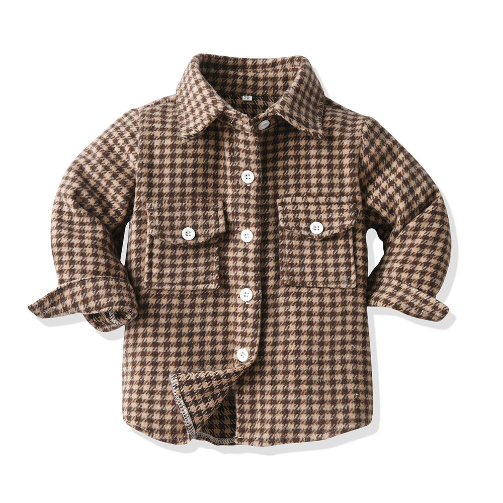 Wholesale Children's Cotton Long Sleeved Plaid Shirts